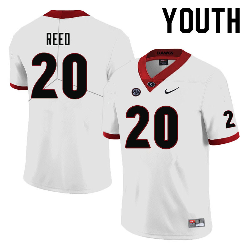 Youth #20 J.R. Reed Georgia Bulldogs College Football Jerseys-White